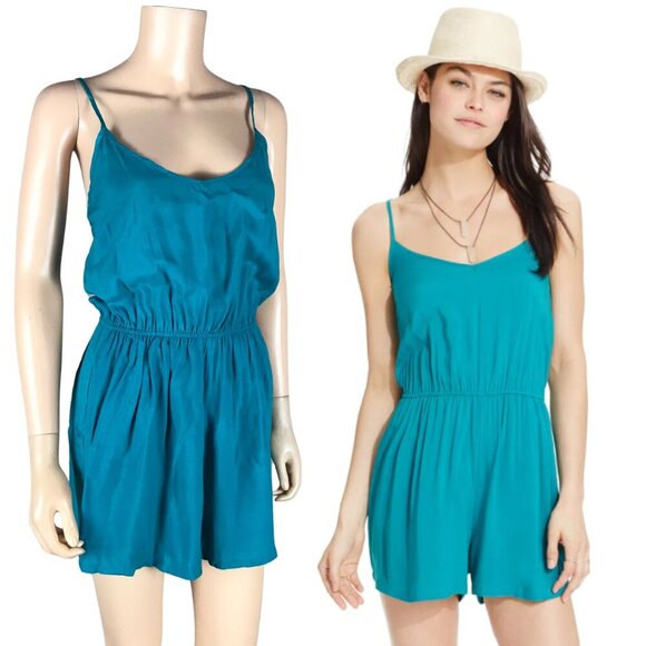 Ultra Flirt Pants - ULTRA FLIRT Juniors' Turquoise Sleeveless Romper w/Cinched Waist NWT Large
